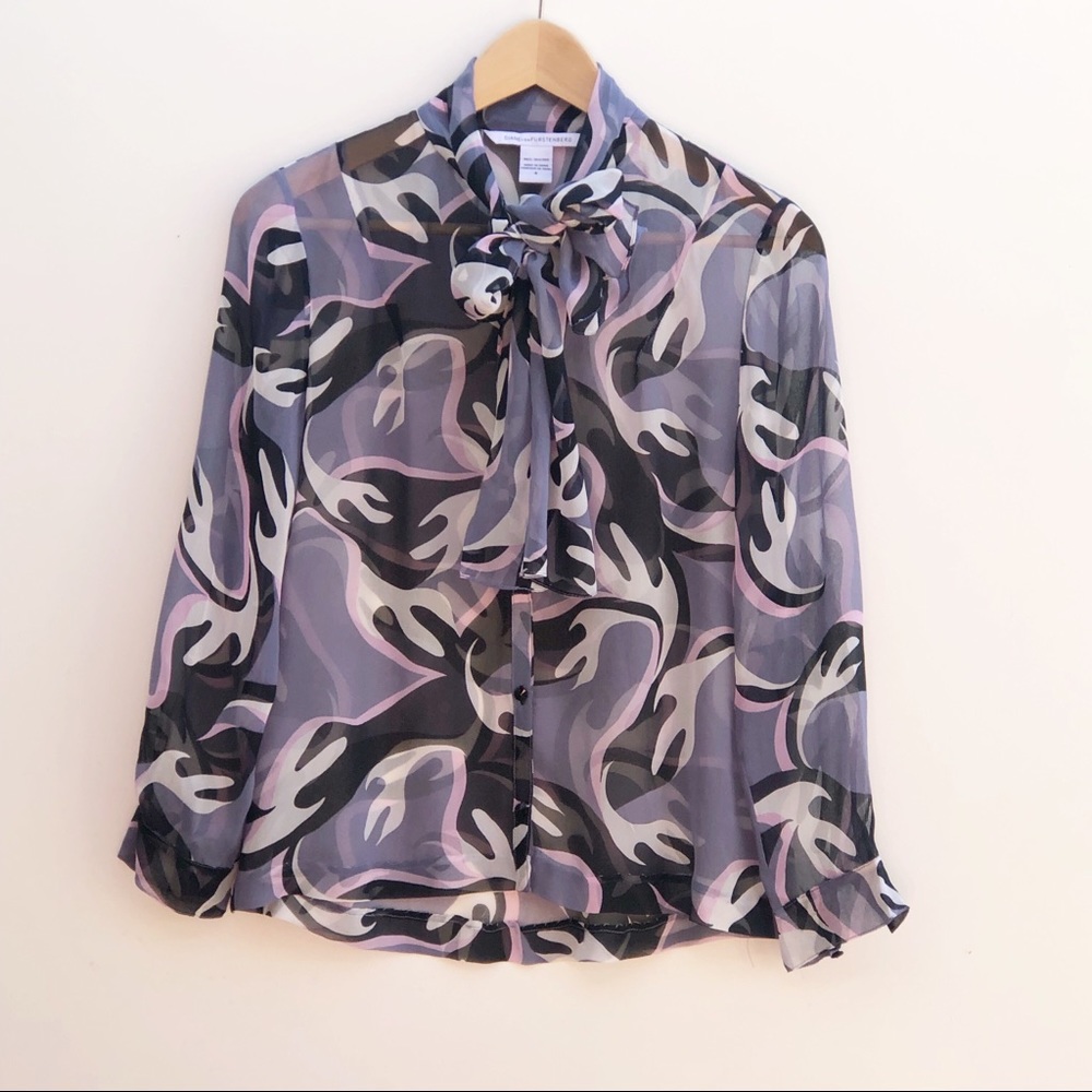 Diane Von Furstenberg | Print Silk Long Sleeve Top